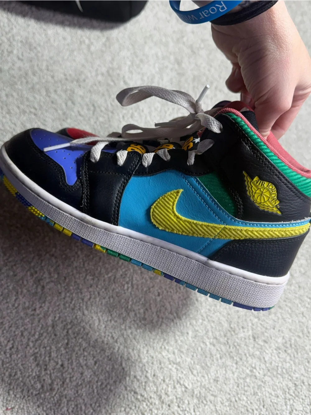 Kids Multicolor Athletic Sneakers with Yellow Swoosh